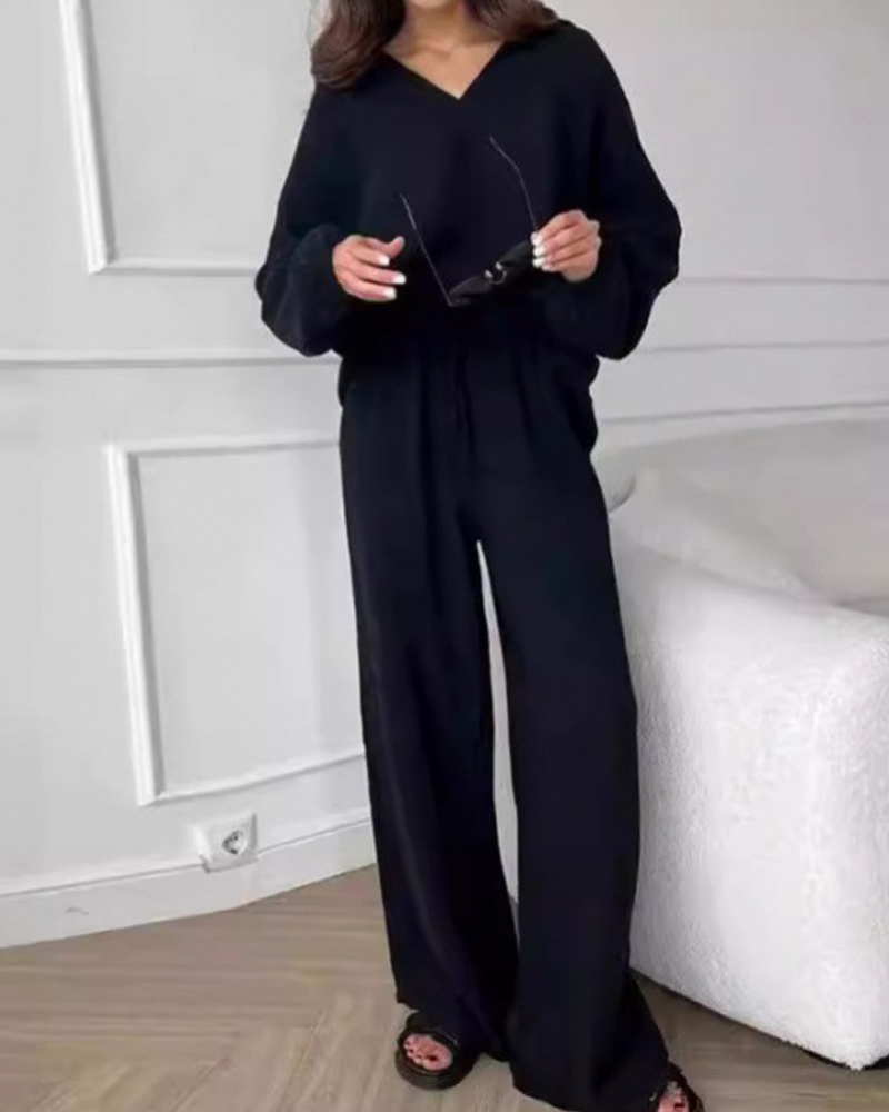 Wide-Leg Pants Two-Piece Set