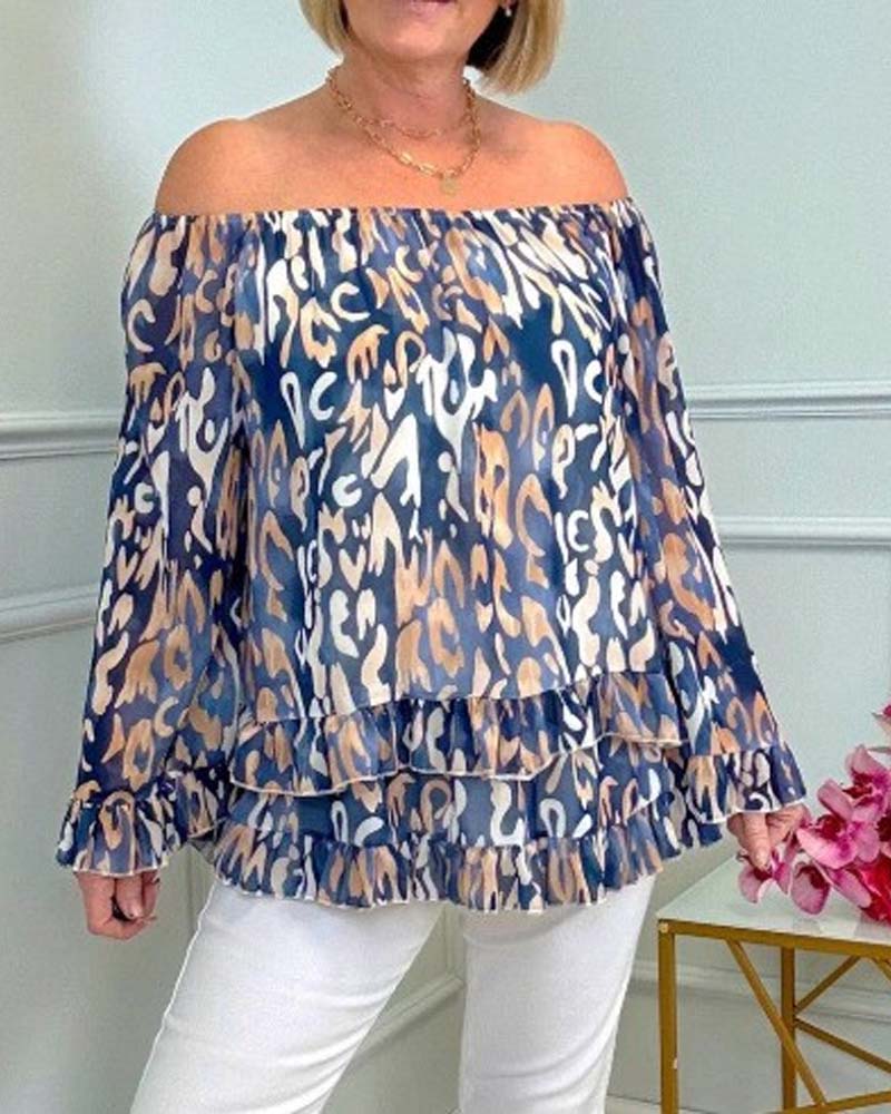 Long-Sleeved Printed Blouse