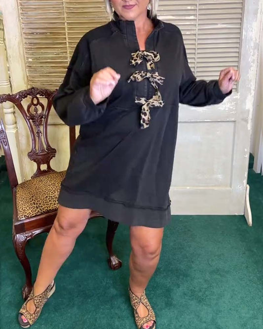 Stand Collar Loose Long Sleeve Dress