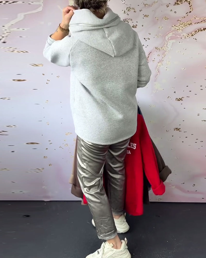 Hooded Letter Zipper Casual Sweatshirt