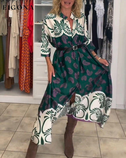 Casual printed long sleeve dress Green 2023 f/w casual dresses Clothes Dresses spring