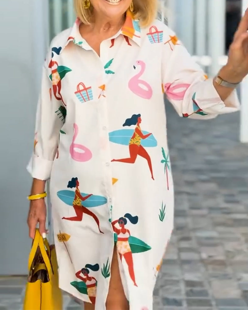 Abito con stampa grafica e revers