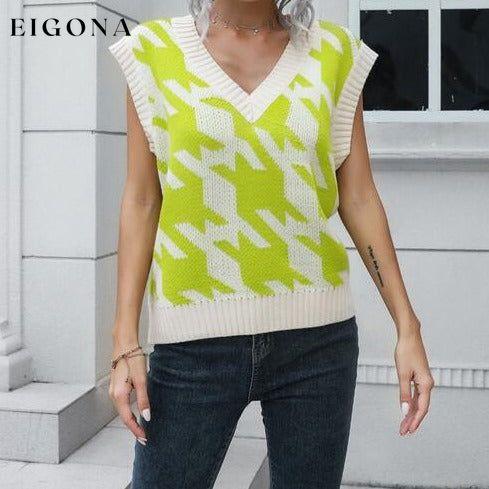 Houndstooth V-Neck Sweater Vest B&S clothes Ship From Overseas