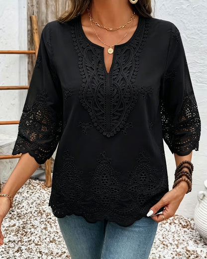 Sexy Openwork Lace V-Neck Blouses