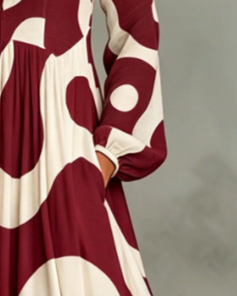 Button Pocket Print Dress