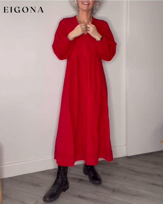 V-neck Elegant Long Sleeve dress Red 2022 f/w 2023 F/W 23BF casual dresses Clothes Dresses spring