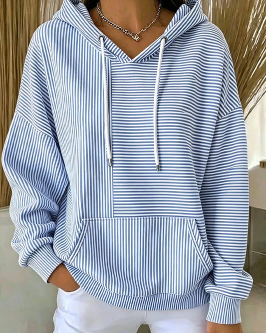 Casual Striped Drawstring Hoodie 2024 f/w hoodies