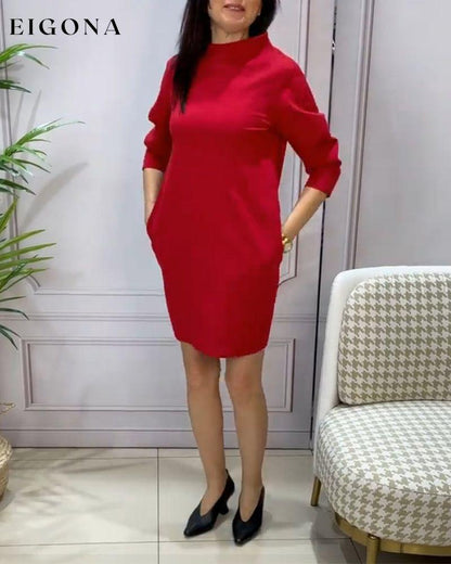 Solid color elegant dress with stand collar 2023 f/w 23BF casual dresses Clothes Dresses spring