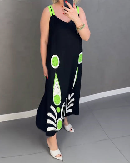 Abito stampato con spalline larghe