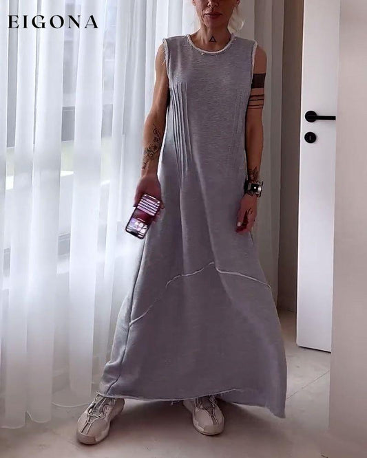 Casual solid color sleeveless patchwork long dress casual dresses spring summer