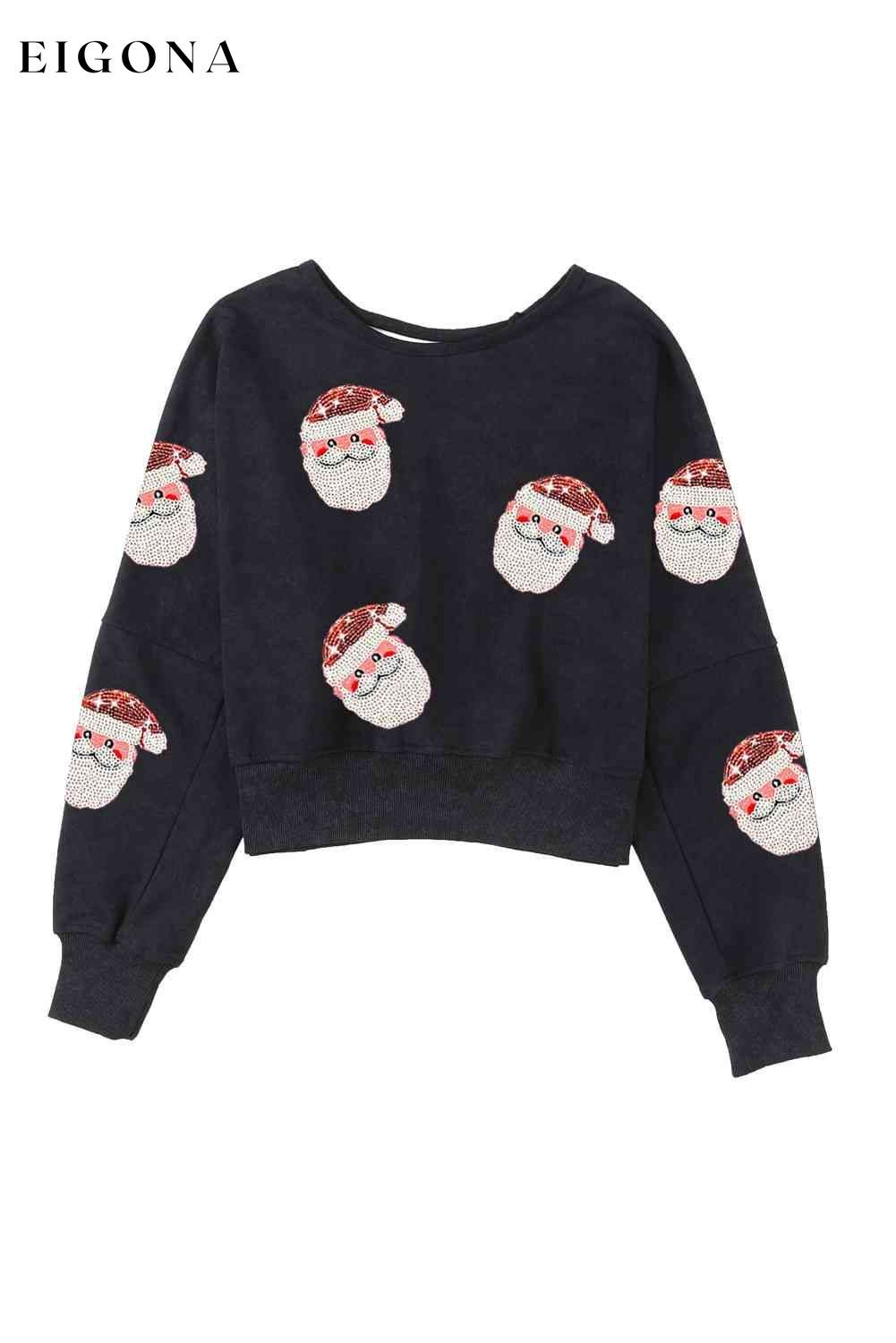 Santa Sequin Long Sleeve Sweatshirt clothes Ship From Overseas SYNZ