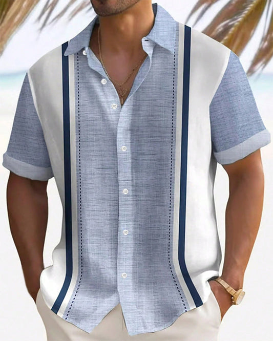 Color-block Short-sleeve Shirt blouses & shirts man spring summer
