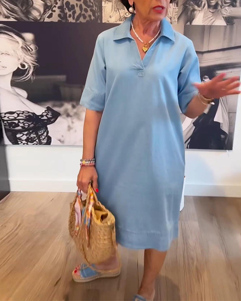 Lässiges Kurzarmkleid mit Revers