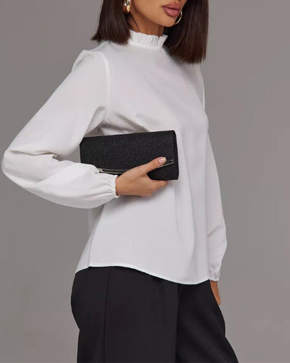 Simple solid color lantern sleeve elegant top 202466 blouses & shirts spring summer