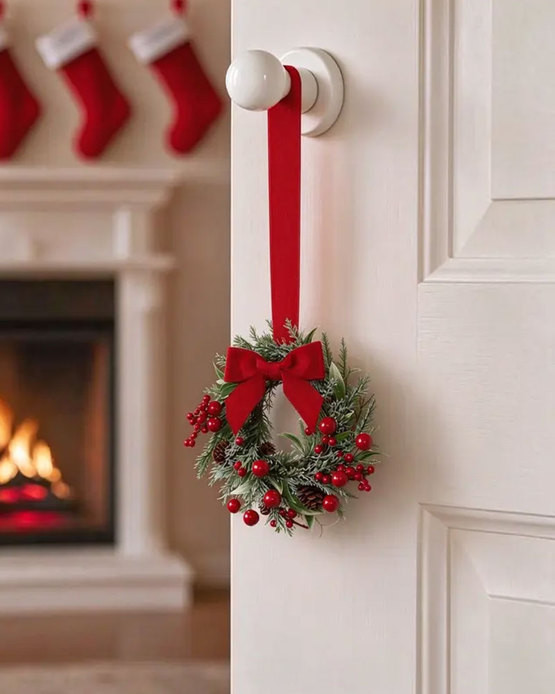 Artificial Christmas Cabinet Wreaths