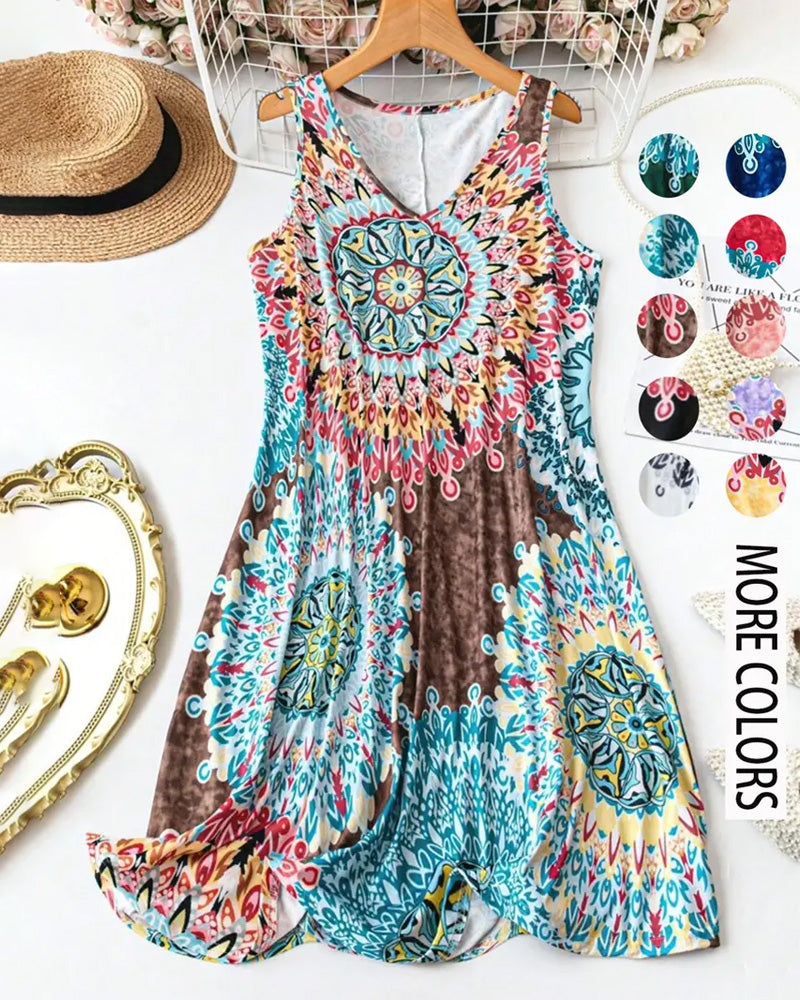 Bohemian Print Sleeveless Dress