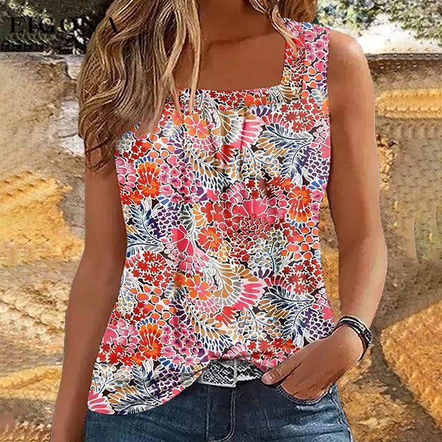 Colorful Floral Tank Top Multicolor best Best Sellings clothes Plus Size Sale tops Topseller