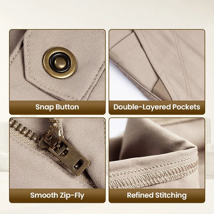 GlideActive - Pantaloni sportivi color cachi da uomo con cintura espandibile