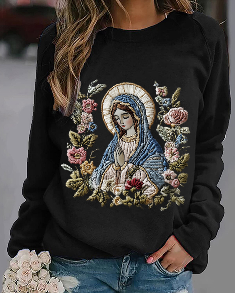 Character floral print crew neck sweatshirt 2024 f/w sweatshirts thanksgiving