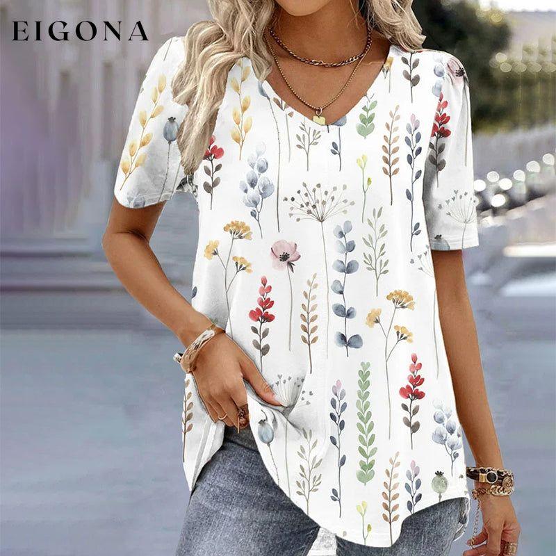 Elegant Floral Print T-Shirt best Best Sellings clothes Plus Size Sale tops Topseller