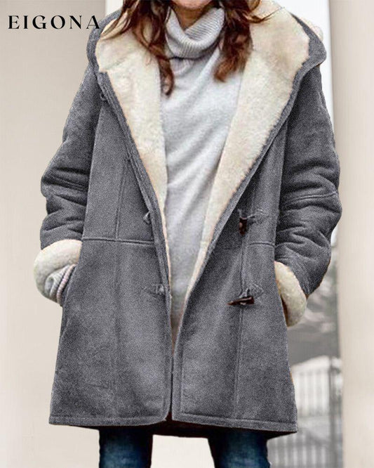Solid Hooded casual coat Gray 2023 f/w 23BF clothes jackets & coats SALE Tops/Blouses