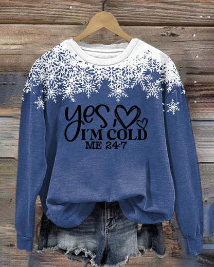 Women's Christmas I'm cold print sweatshirt 2024 f/w christmas hoodies & sweatshirts women's christmas