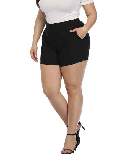Solid Color Mid Waist Shorts