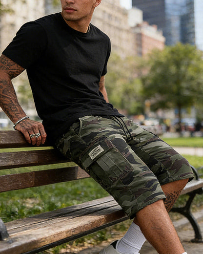 Men's Camouflage Cargo Shorts – Multi-Pocket, Adjustable Waist & Breathable Fabric