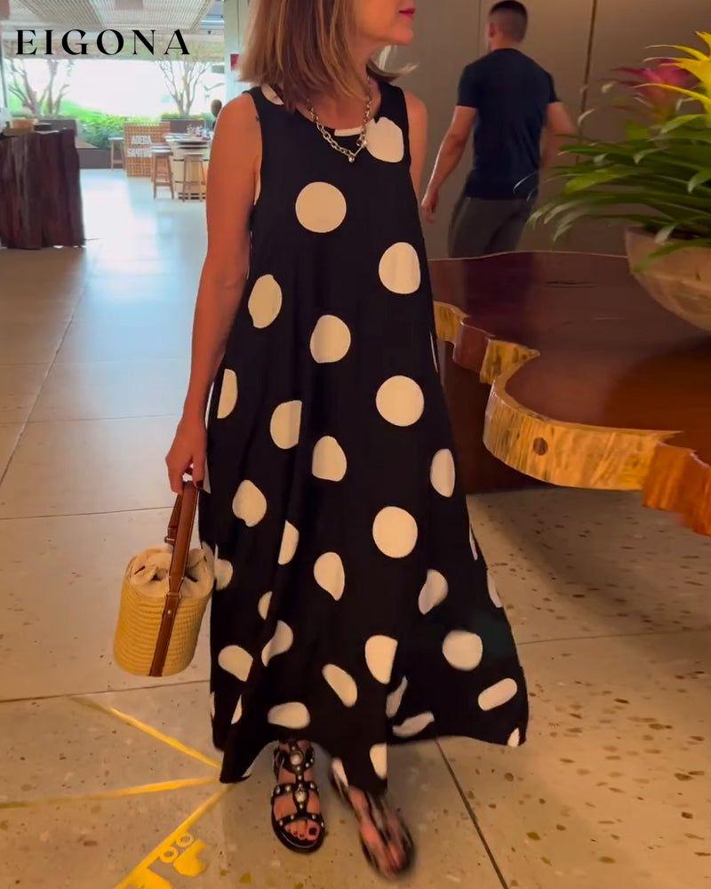 Sleeveless polka dot long dress casual dresses spring summer