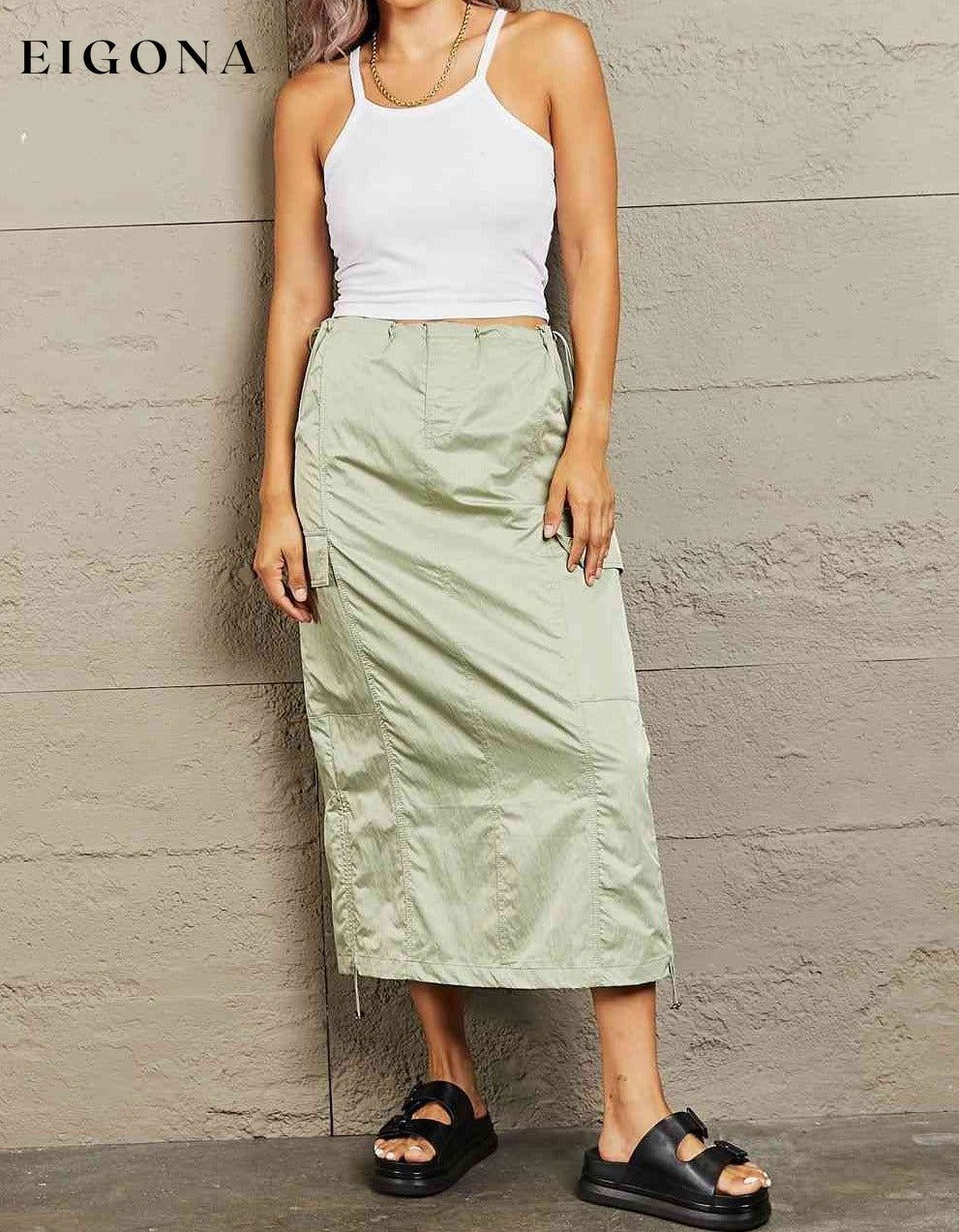High Waisted Cargo Midi Skirt BFCM - Up to 25 Percent Off Black Friday bottoms clothes HYFVE midi skirts Ship from USA skirt skirts