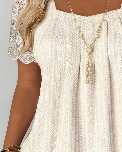 Solid Color Patchwork Jacquard Top