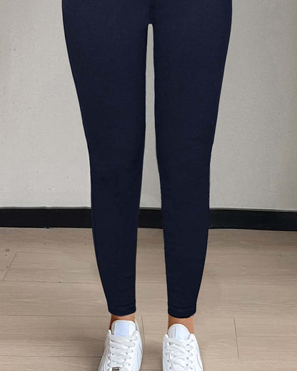 Women's Pocket Solid Skinny Casual Pant