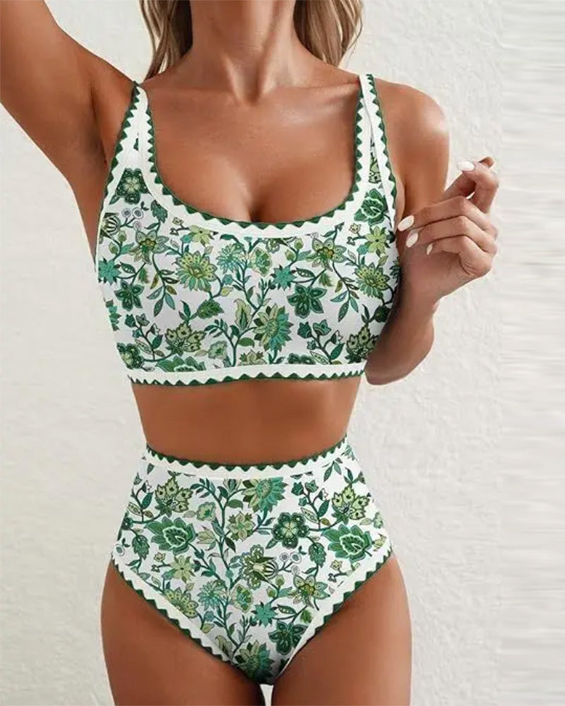 Casual Resort Style Printed Two-piece Swimsuit