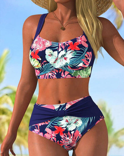 Vacation-Style Floral Print Two-Piece Bikini