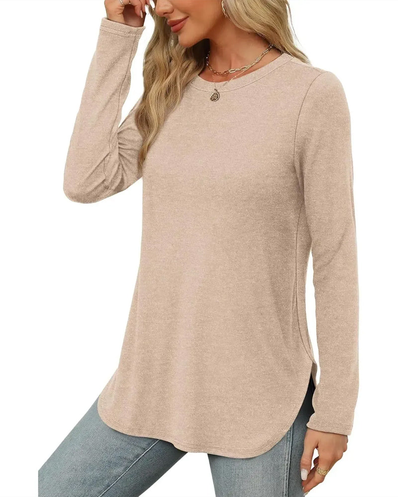 Solid Color Long Sleeve Top