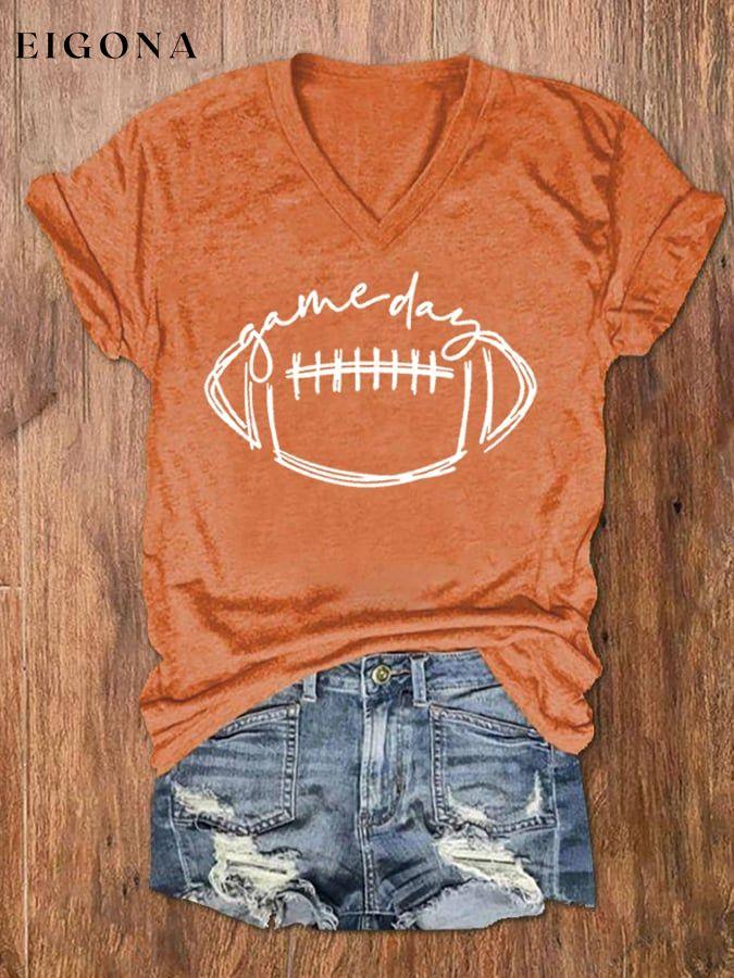 Women's Football Gameday Casual V-Neck Tee ball print