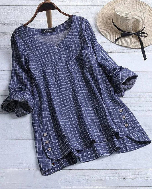 Pocket plaid button blouse blouses & shirts spring summer