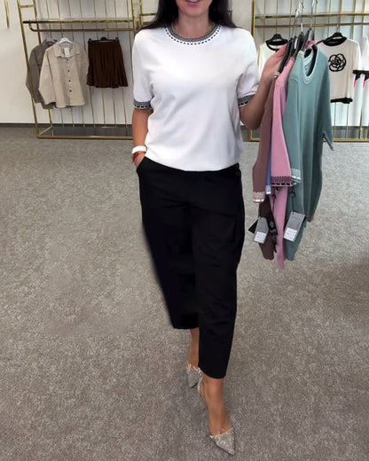 Contrast Color Crew Neck Sweater