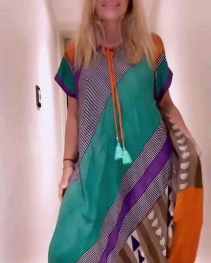 Abito lungo casual retrò con lacci larghi