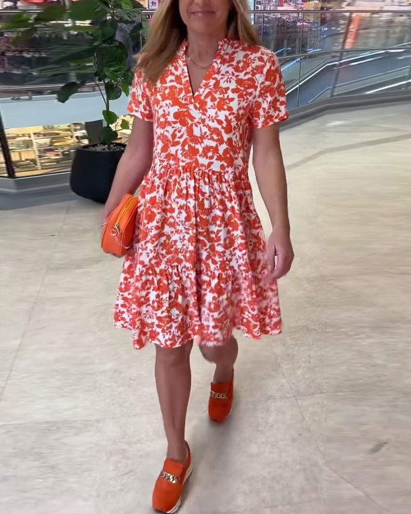 Short Sleeve Floral Midi Dress casual dresses spring summer