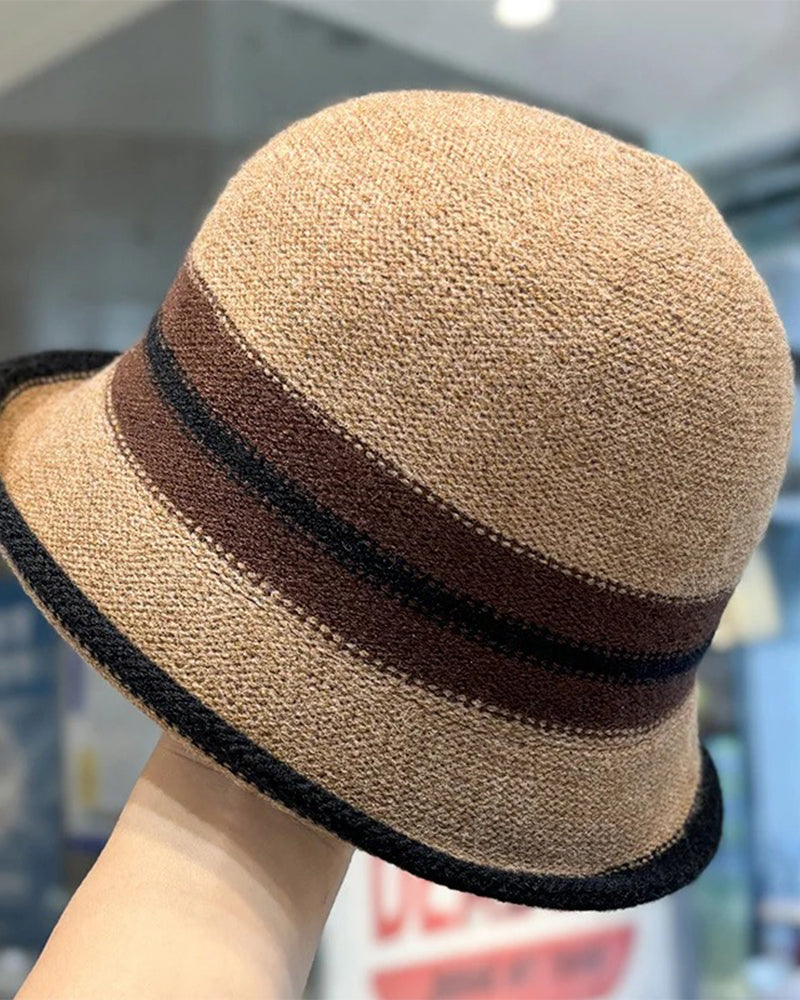 Women's Foldable Striped Cloche Bucket Hat