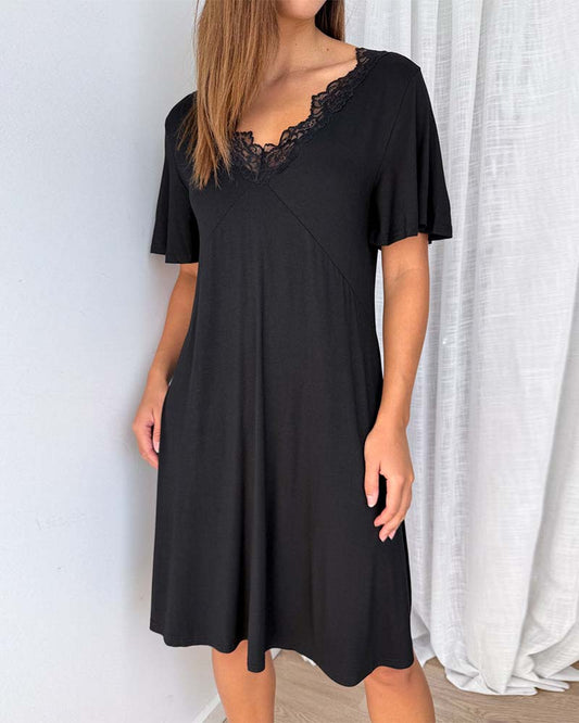 Lace Stitching V-Neck Dress