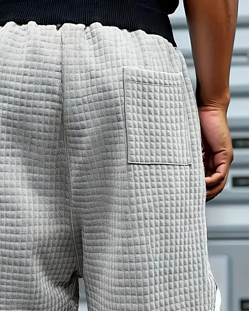 Waffle-Textured Drawstring Shorts