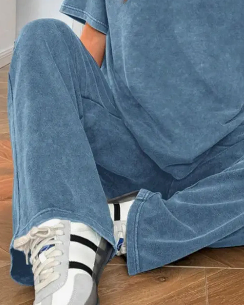 Casual Vintage Short Sleeve Set