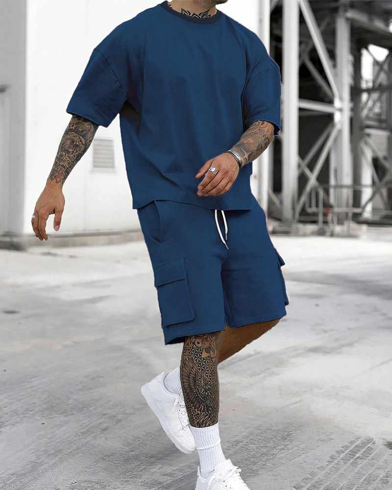 Men's Relaxed Short Sleeve Short Two Piece Set