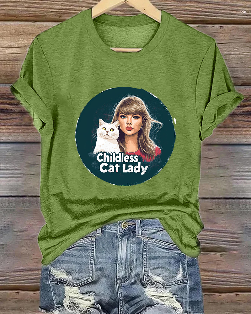 Childless cat lady T-shirt 2024 f/w faith & slogan spring summer t-shirts