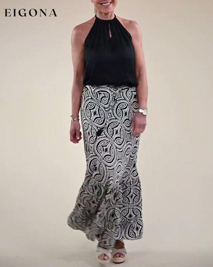 Retro printed elegant skirt skirts spring summer