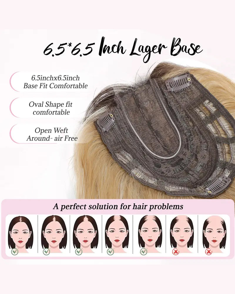 PANEWAY 16 Inch Wavy Hair Topper for Women