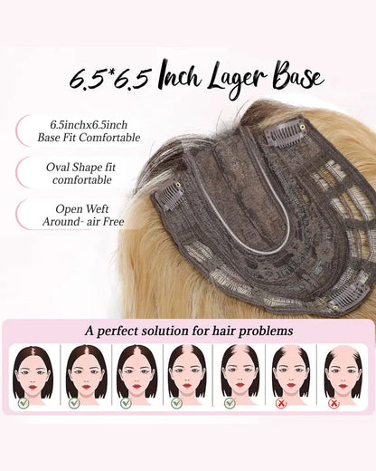 PANEWAY 16 Inch Wavy Hair Topper for Women