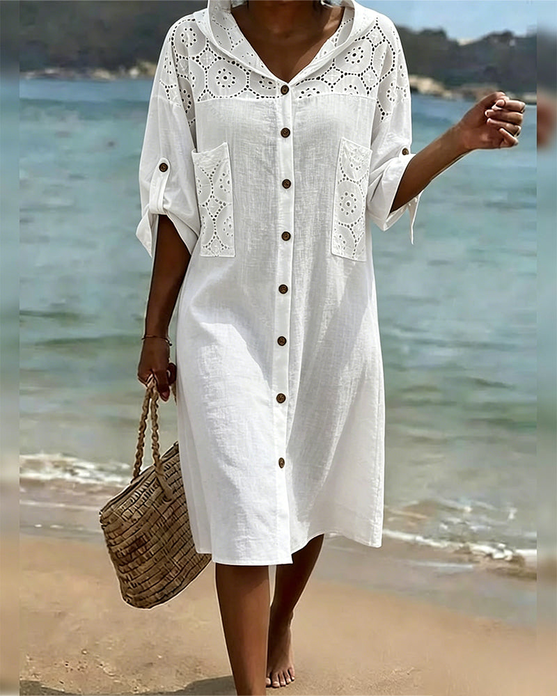 Cut-Out Hooded Shirt Dress